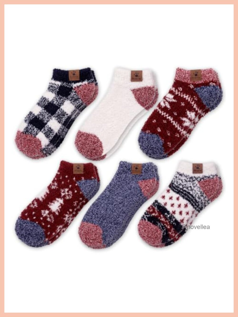 Cozy Warm Ankle Lounge Socks 6 Pair Polyester Blend Low Cut